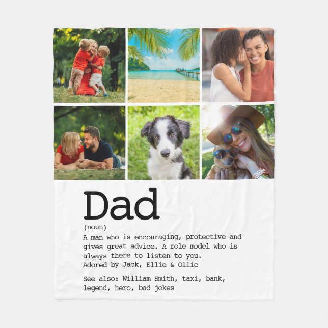 Personalised Dad Definition Photo Collage Fleece Blanket (Front)