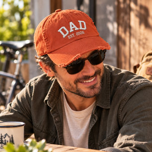 Personalised Dad EST. Year Embroidered Distressed Hat