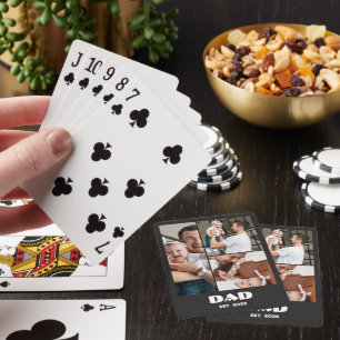 Personalised Dad Established 3-Photo Collage Playing Cards