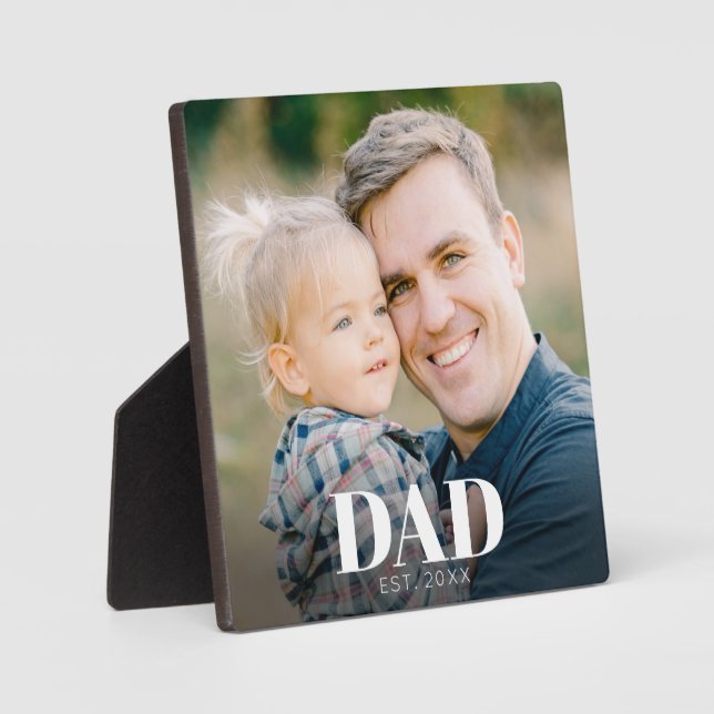 Personalised Dad Established Fathers Day Photo Plaque (Front)