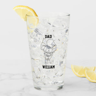 Personalised Dad Father Daddy Gift with Kid's Name Glass
