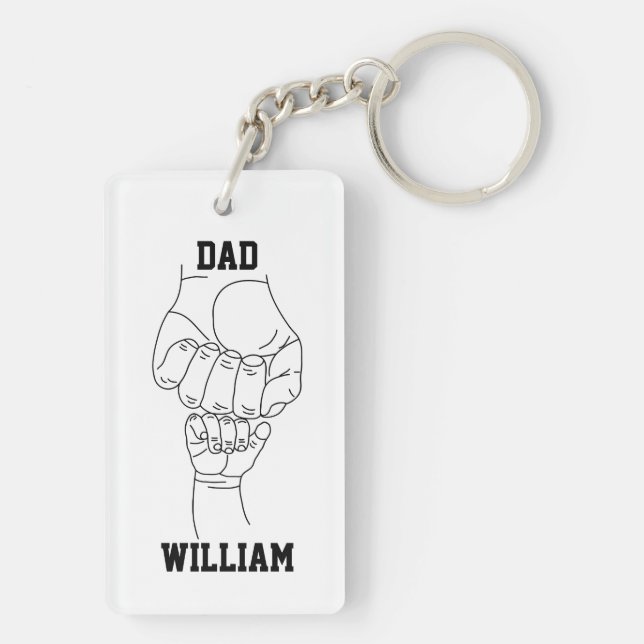 Personalised Dad Father Daddy Gift with Kid's Name Key Ring (Back)