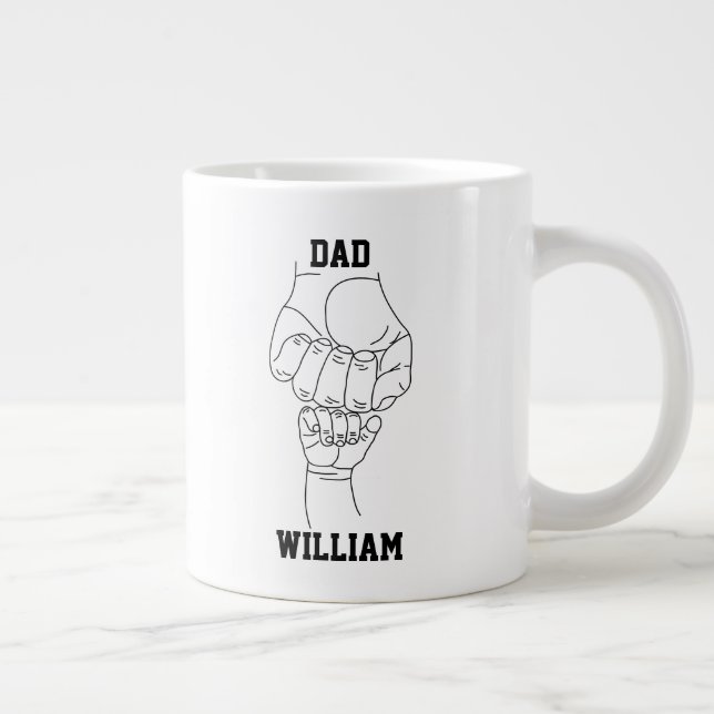 Personalised Dad Father Daddy Gift with Kid's Name Large Coffee Mug (Right)