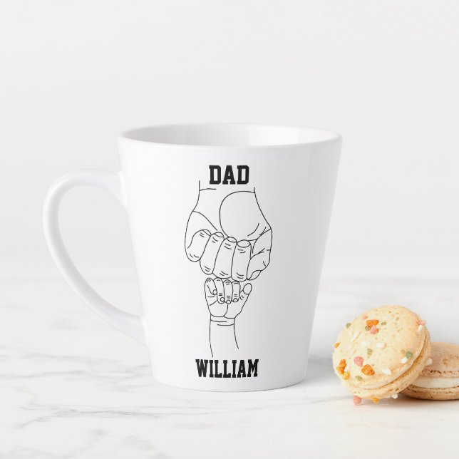 Personalised Dad Father Daddy Gift with Kid's Name Latte Mug (In Situ)