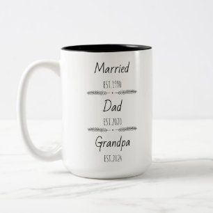 Personalised Dad Grandpa Est Custom Year Two-Tone Coffee Mug
