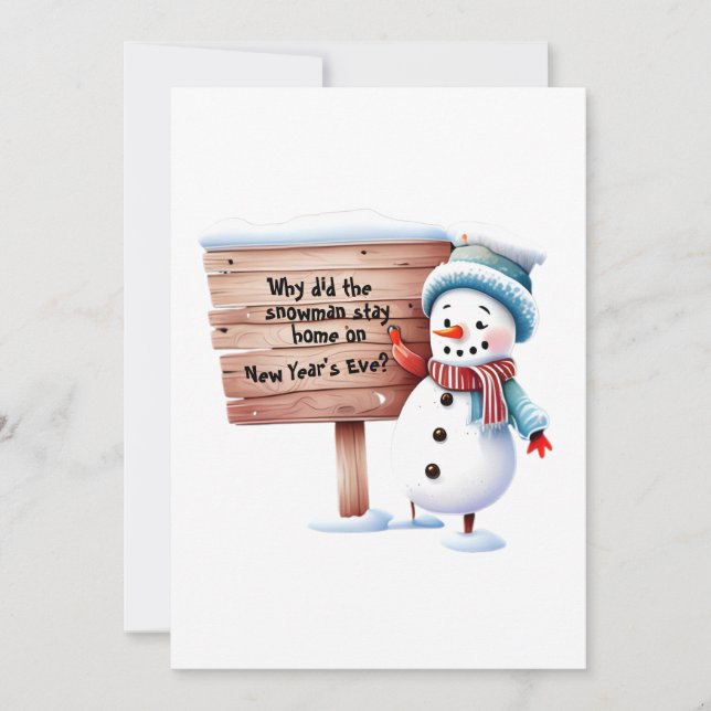 Personalised Dad Joke Fun Snowman New Year Card (Front)