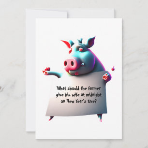 Personalised Dad Joke Funny Pig New Year's Card