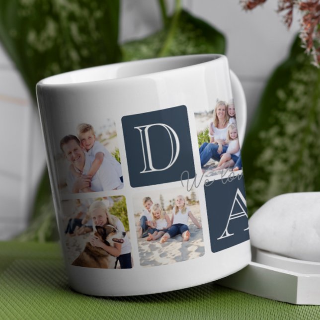 Personalised Dad Love 7 Photo Collage Coffee Mug (Celebrate Dad with a timeless and elegant design that’s as special as he is! )