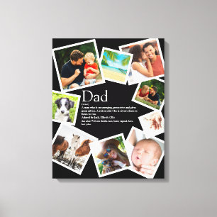 Personalised Dad Name Definition 9 Photo Collage Canvas Print