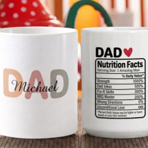 Personalised Dad Nutrition Facts Name & traits Coffee Mug