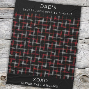 Personalised Dad Red Black Plaid Funny Gift Fleece Blanket