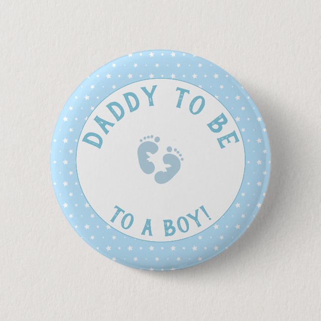 Personalised Dad to Be Boy Feet Stars Button (Front)