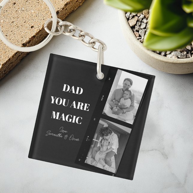 Personalised 'Dad You Are Magic' Two Fathers Photo Key Ring (Creator Uploaded)