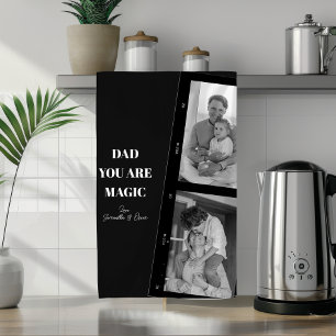 Personalised 'Dad You Are Magic' Two Fathers Photo Tea Towel