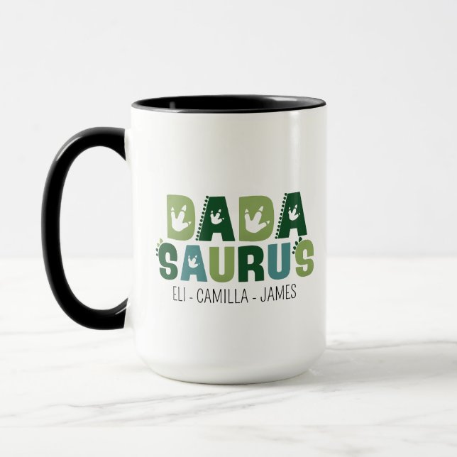 Personalised Dadasaurus Mug, Custom Dino-Themed  Mug (Left)