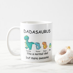 Personalised Dadasaurus up to 3 kids  Coffee Mug