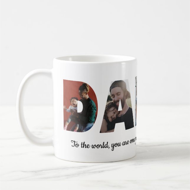 Personalised Daddy 5 Photo Collage Father's Day Coffee Mug (Left)