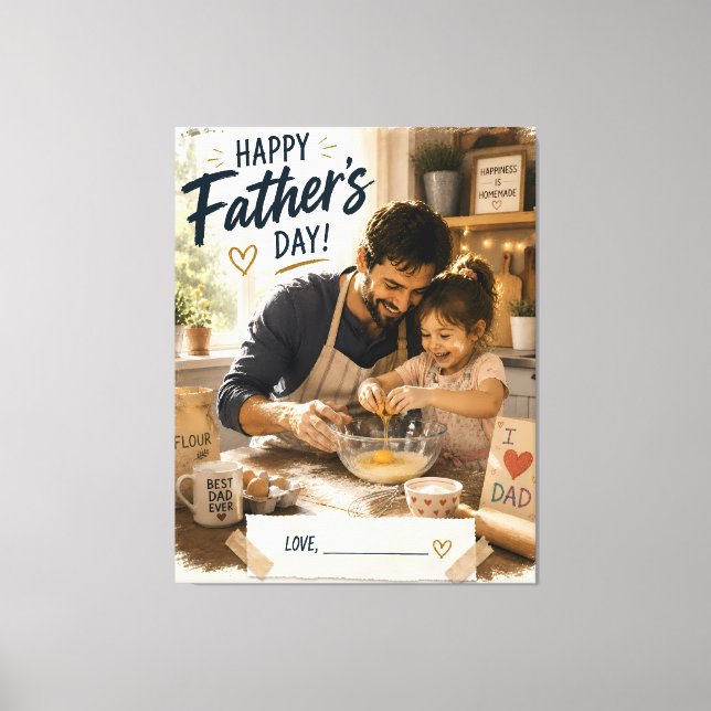 Personalised Daddy Daughter Baking Canvas Print (Front)