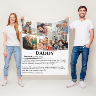 Personalised Daddy Definition 6 Photo Collage Fleece Blanket