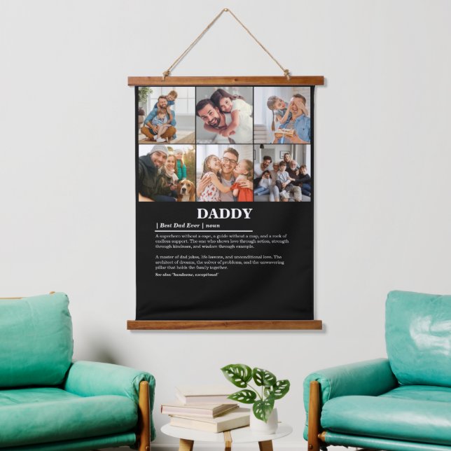 Personalised Daddy Definition 6 Photo Collage Hanging Tapestry (Living Room)