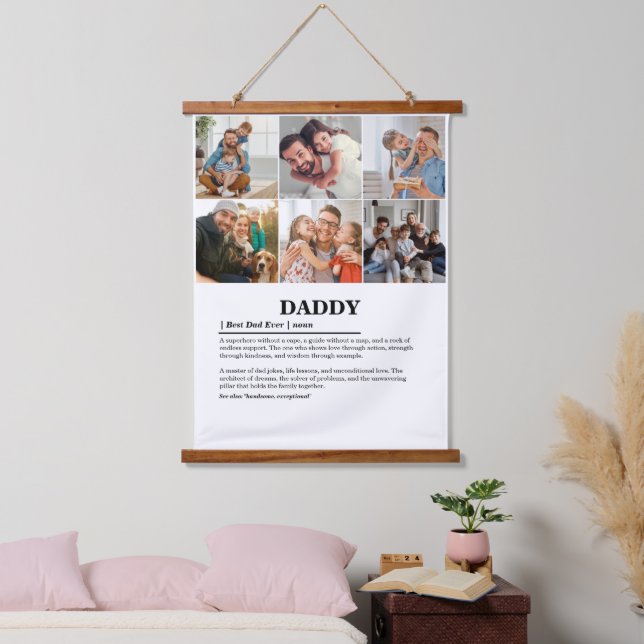 Personalised Daddy Definition 6 Photo Collage Hanging Tapestry (Bedroom)