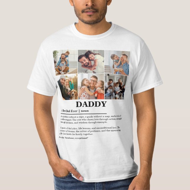 Personalised Daddy Definition 6 Photo Collage T-Shirt (Front)