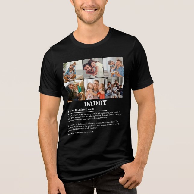 Personalised Daddy Definition 6 Photo Collage Tri-Blend Shirt (Front)