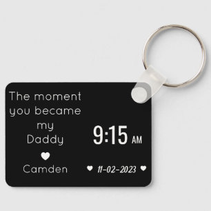 Personalised Daddy Moment Custom Birth Time, photo Key Ring