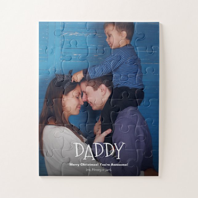 Personalised Daddy Photo Merry Christmas Jigsaw Puzzle (Vertical)