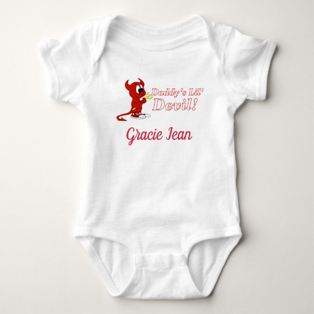 Personalised Daddy's Lil Devil with Cute Devil Baby Bodysuit (Front)
