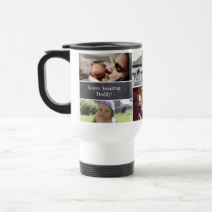 Personalised Dad's Photo Collage Chalkboard Travel Mug