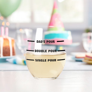 Personalised Dad's Pour Line Funny Father's Day Stemless Wine Glass