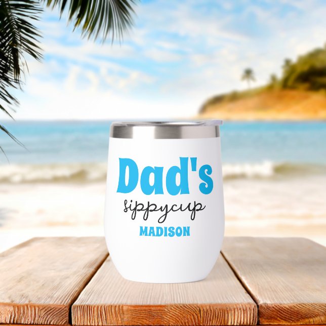 Personalised Dad's Sippy Cup Wine Tumbler (Beach)