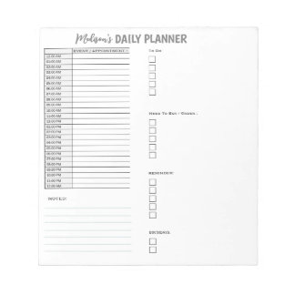 Personalised Daily Planner To Do List Organiser Notepad
