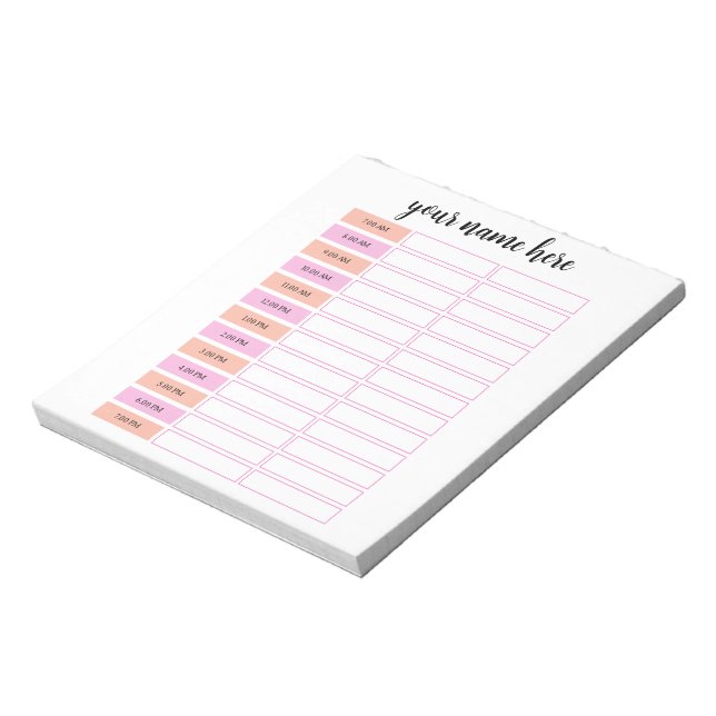 Personalised Daily Schedule Notepad (Rotated)