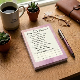 Personalised Daily Self Care Wellness Checklist Post-it Notes