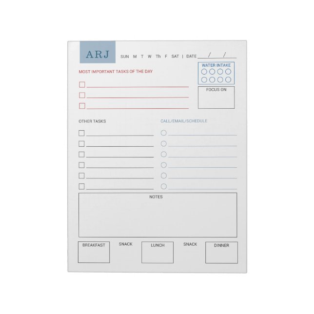 Personalised Daily Tasks Large Notepad (Rotated)