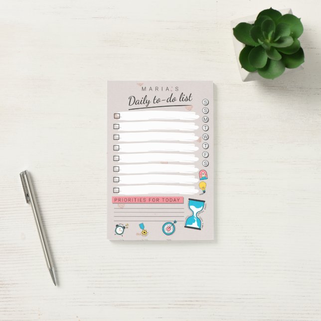Personalised Daily to do list Post-it Notes (Office)
