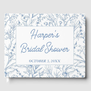 Personalised Dainty Blue Floral Bridal Shower Guest Book
