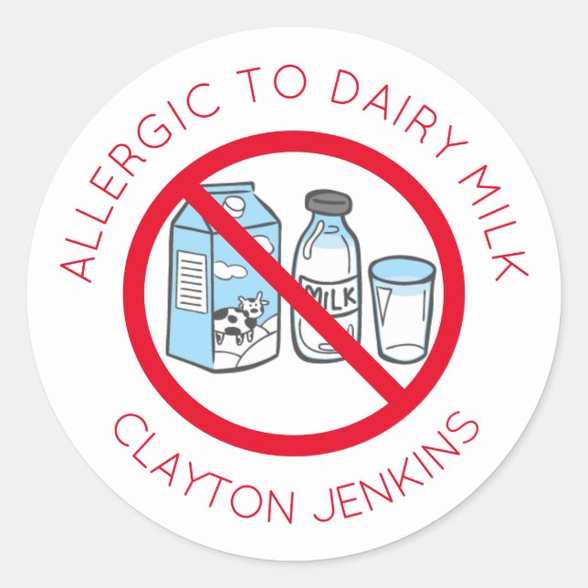 Personalised Dairy Milk Allergy Stickers (Front)