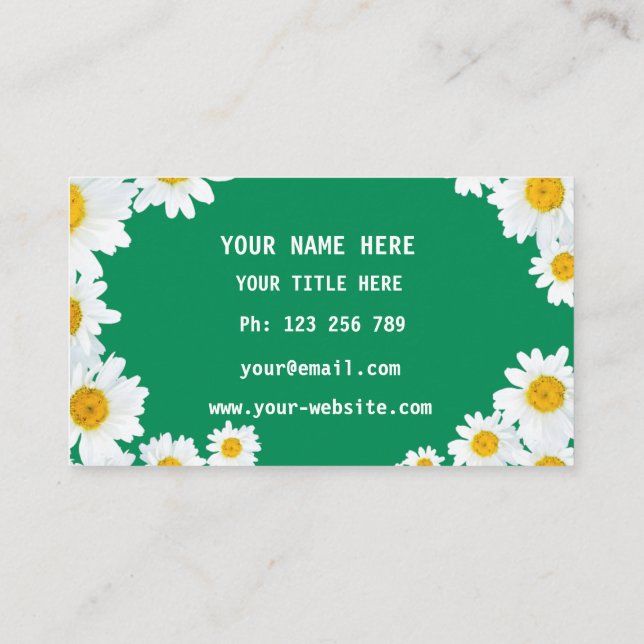 Personalised Daisies Business Cards Example (Back)