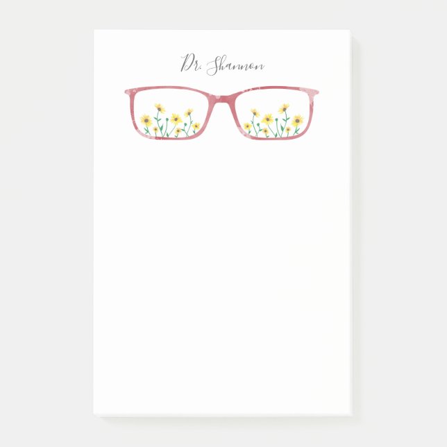 Personalised Daisies & Eyeglasses Post-It Notes (Front)