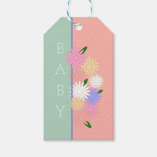 Personalised Daisies Floral Pastel Peach, Green Gift Tags