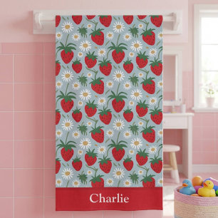 Personalised Daisy and Strawberry Kids Beach Towel