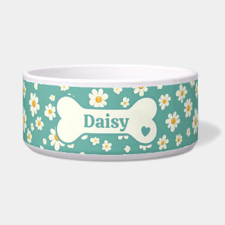 Personalised Daisy Dog Bowl – Cute Floral Pet Bowl