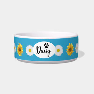 Personalised Daisy Floral Ceramic Pet Bowl