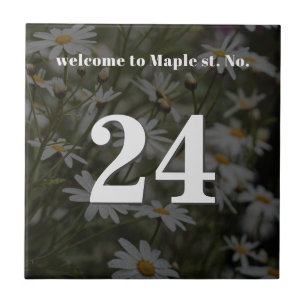 Personalised Daisy Floral House / Apartment Number Tile