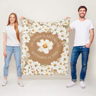 Personalised Daisy Floral Keepsake Wedding  Fleece Blanket