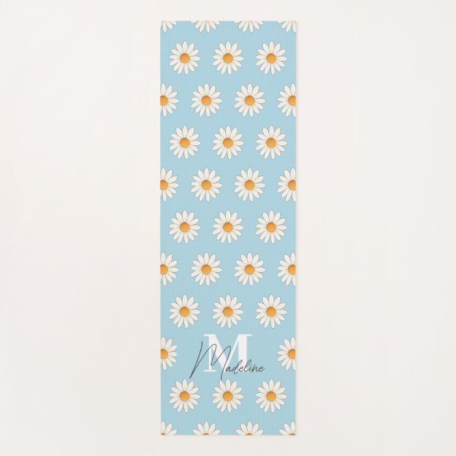 Personalised Daisy Floral Yoga Mat – Custom Name (Front)