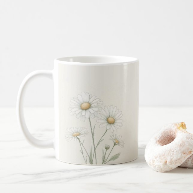 Personalised Daisy Flower  Coffee Mug (With Donut)